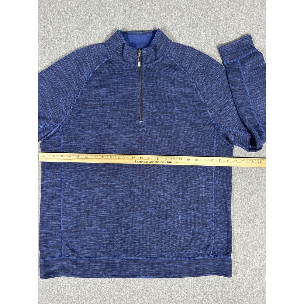 Tommy Bahama Jeans Reversible 1/4 Zip Sweater Mens Blue Cotton Tencel L - Picture 6 of 8